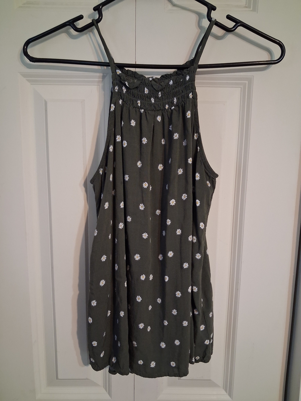 No Boundaries Olive Green Floral Halter Tank